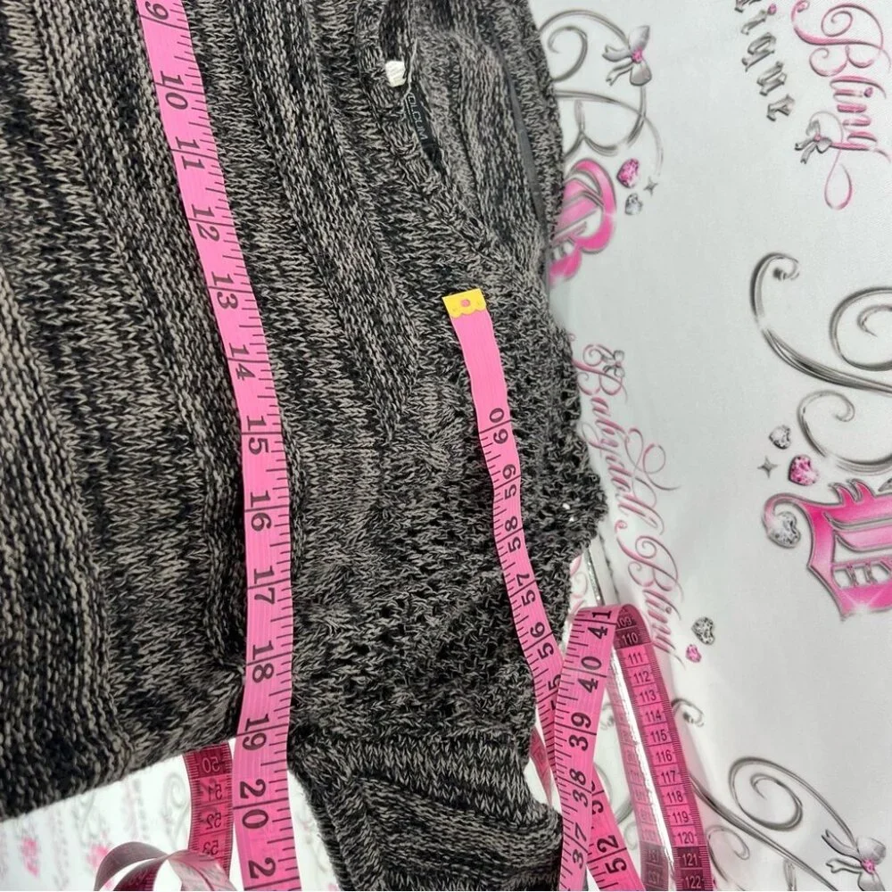 Volcom sweater knit crochet heathered grey black Charcoal Women's Sweater